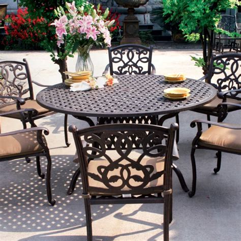 Darlee Santa Monica 5 Piece Cast Aluminum Patio Dining Set With Round ...