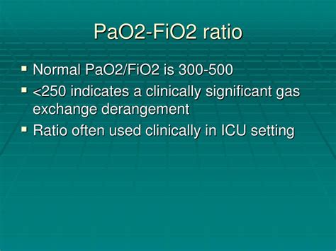 Image result for PaO2/FiO2 Range