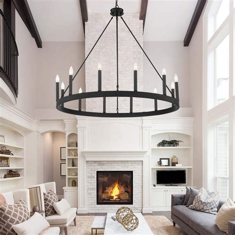 27 Must-Try Modern Farmhouse Living Room Ideas | Wagon wheel chandelier ...