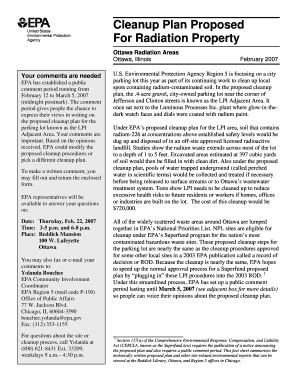 Fillable Online epa Cleanup Plan Proposed For Radiation Property - US ...