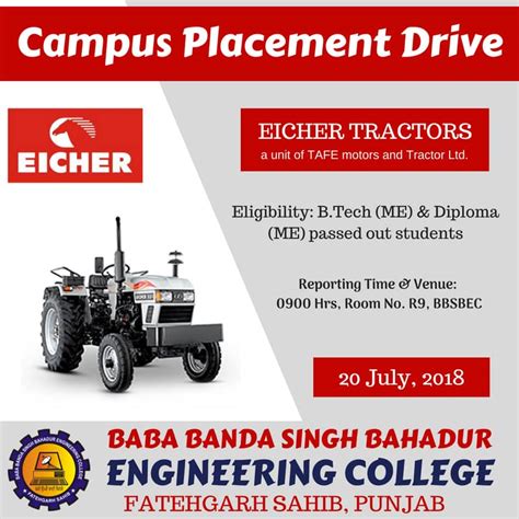 Eicher Campus Placement Drive- 20 July 2018 | Baba Banda Singh Bahadur ...