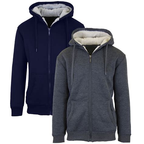 Men's Sherpa-Lined Zip-Up Fleece Hoodies (2-Pack) - Walmart.com