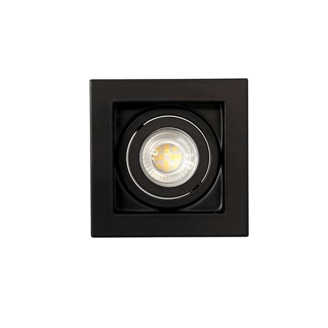 Akrah recessed spotlight, square black with bulb replacement from the front