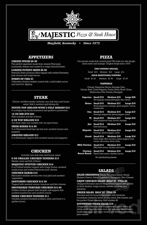 Majestic Family Restaurant menus in Mayfield, Kentucky, United States