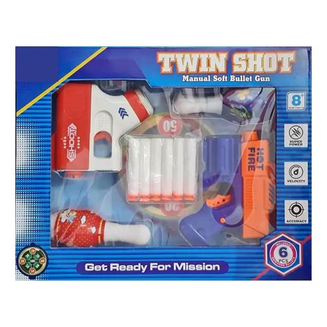 Jericos Set of 2 Toy Guns with Shooting Darts, Dart Board & Target Pins ...