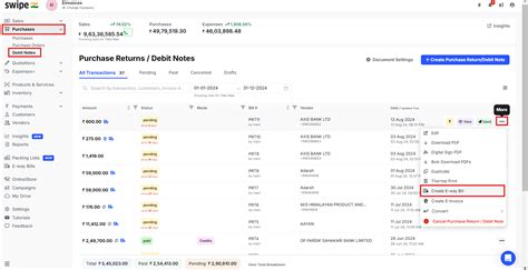 How to create E-way bill for the debit notes/ purchase return on web ...