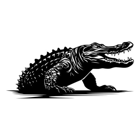A bold silhouette of an alligator perfect for designs that evoke danger ...