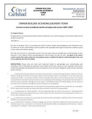 Owner-Builder Acknowledgment Form - Blank Fillable Template | Fill Out ...