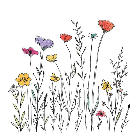 24 Wildflower Drawings Clipart, Digital Download, Printable Watercolor Clipart, Paper Crafts ...
