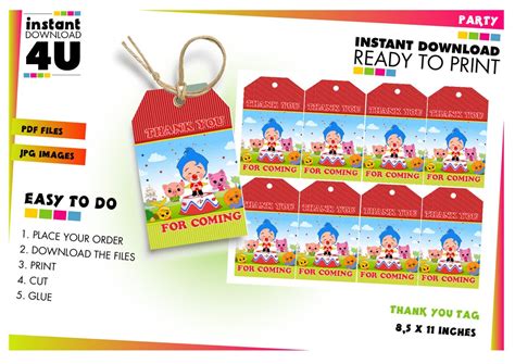 Buy Plim Plim Thank You Tags Instant Download, Payaso Plim Plim Gift ...