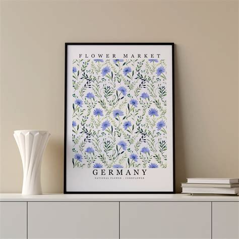 Germany National Flower - Cornflower Wall Art Print Flower Market ...