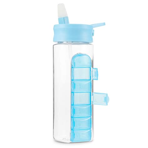 24 Ounce Water Bottle with Slideout Pill Box, Daily Pill Organizer - 7 ...