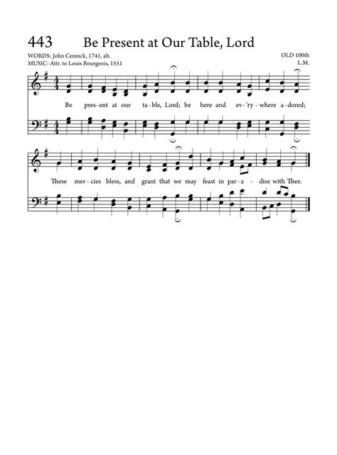 Be Present at Our Table, Lord - Hymn Lyrics and Info