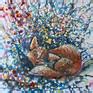 Abstract Landscape with Sleeping Fox - Whimsical Fall Painting Painting ...