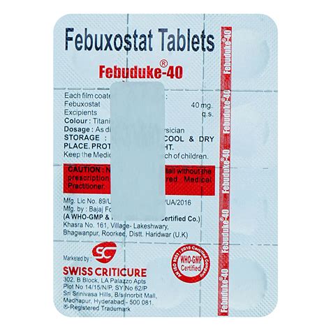 Febuduke-40 Tablet | Uses, Side Effects, Price | Apollo Pharmacy