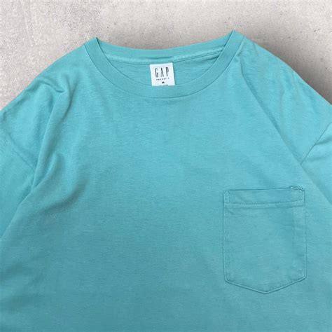old gap "tiffany blue"pocket t shirt made in usa 90s | focus