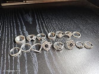 YouBella Oxidised Combo of 15 Boho Silver Plated Rings for Girls and ...