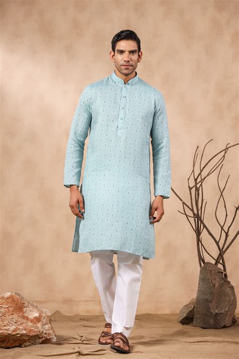 Buy Sky Blue Kurta Pajama For Men @ â‚¹2499 Online | Cityvibes