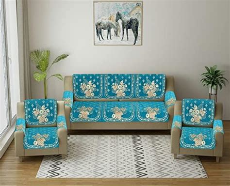 SAWNA HOMES Premium Velvet Sofa Cover Set of 5 Seater -with Arm Covers ...