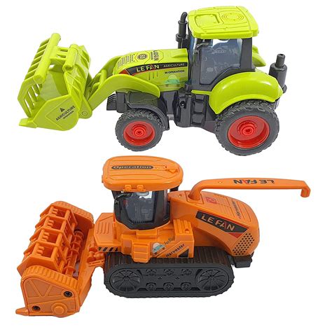 Tractor Toy for Kids - Farm Tractor Toy with Trolley and Harvester Fri ...