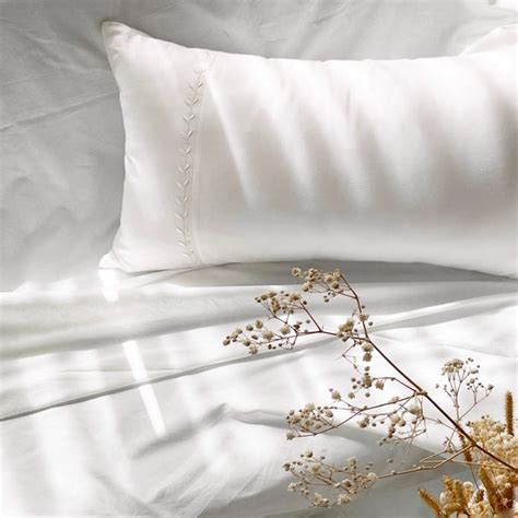 Embroidered Ivory White Cotton Jacquard Pillow Covers | Studio Covers