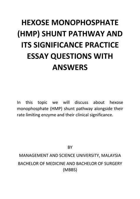 SOLUTION: Hexose Monophosphate (HMP) Shunt Pathway and Its Significance ...