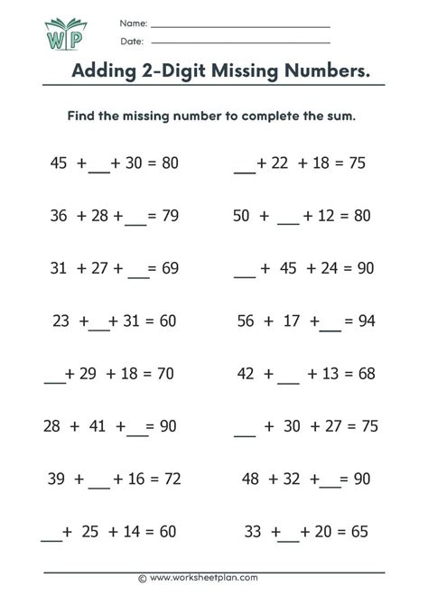 Missing Numbers 2-Digit Math 的图像结果