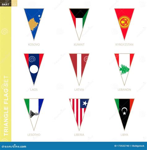 Triangle Flag Set, Stylized Country Flags Stock Vector - Illustration of heraldic, event: 173532740