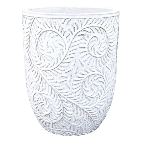 White Embossed Outdoor Planter | At Home