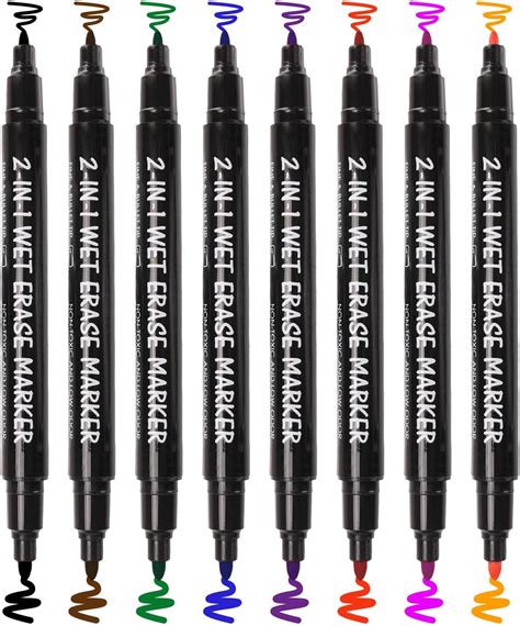 Amazon.com : maxtek Wet Erase Markers, 8 Assorted Colors Dual Tip ...