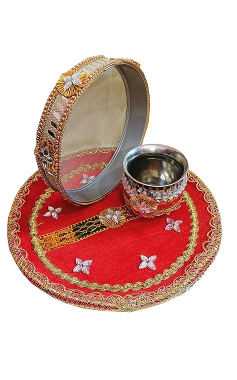 SUKAINA TRENDS Stainless Steel Karva Chauth Thali Set Pooja Decor Items ...