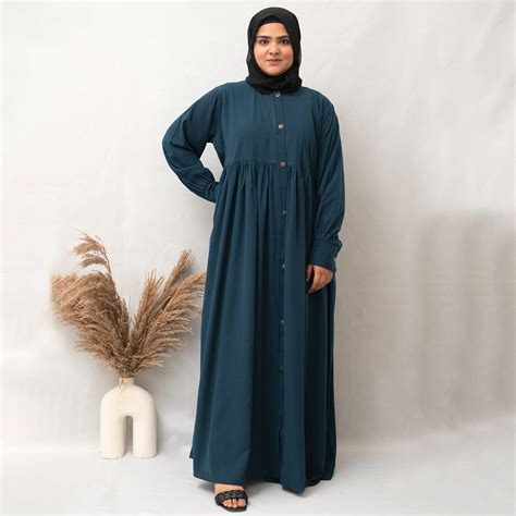 Front Open Chunat Abaya in Ramagreen Color With Hijab (023) – Muslim Lane