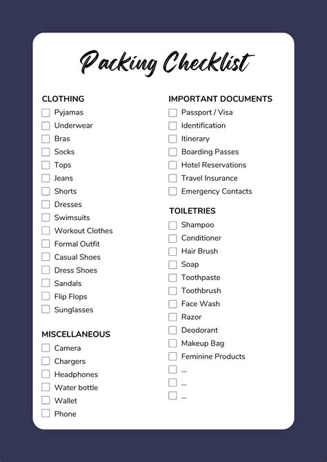 Printable Modern trip Packing list Checklist, travel checklist, family packing list, vacation to ...