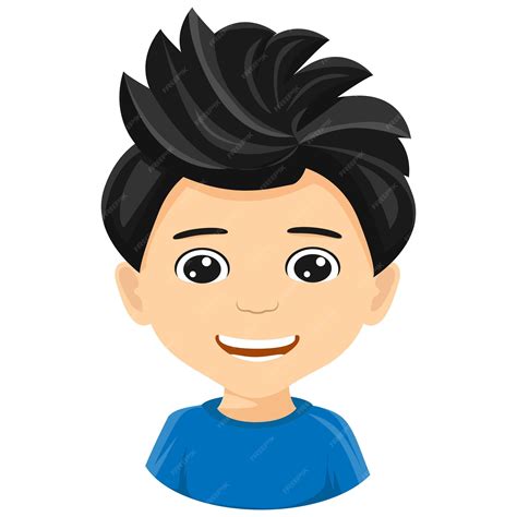 Premium Vector | Smiling cartoon character with black hair