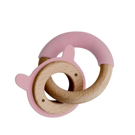 Little Rawr Wood Disc & Ring Teether Pink – AllThingsBaby.com