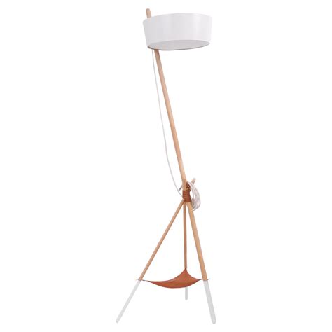 Ka XL ambient floor lamp with tray · White and beech For Sale at 1stDibs