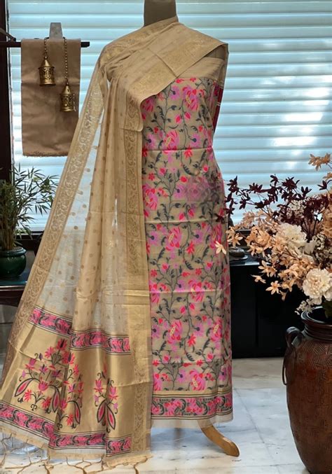 Pure Banarasi Jamdani Tilfi Premium Quality Unstitched Salwar Suit All ...