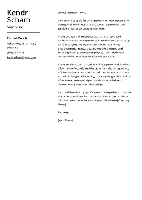 Supervisor Cover Letter Example (Free Guide)