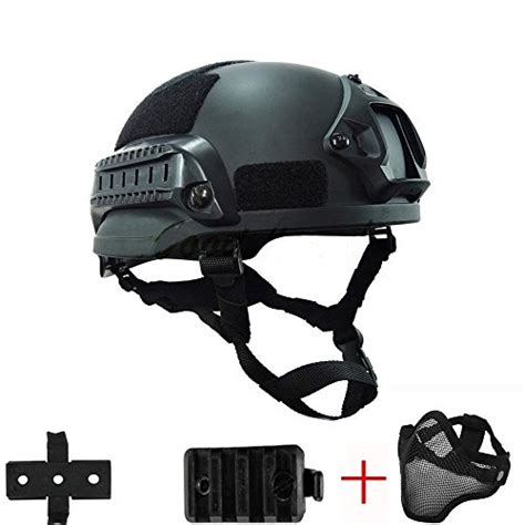 Buy iMeshbean Airsoft Swat Helmet Combat Fast Helmet with Half (Black ...