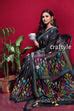 Ebony Black Kantha Stitch Blended Bangalore Silk Saree with Blouse ...
