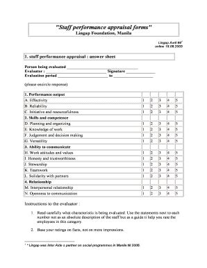 Fillable Online interaide Staff performance appraisal forms - Inter ...