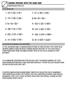 Adding Integers with Same Sign 的图像结果