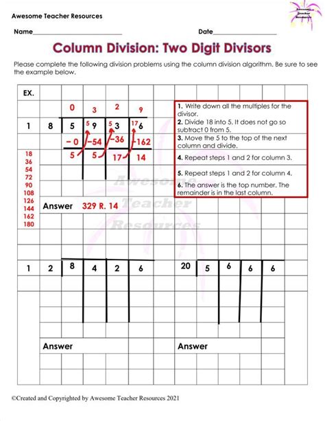 Image result for Division Column Method UK