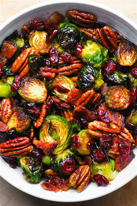 THANKSGIVING: Roasted Brussels Sprouts with Bacon, Toasted Pecans, and ...