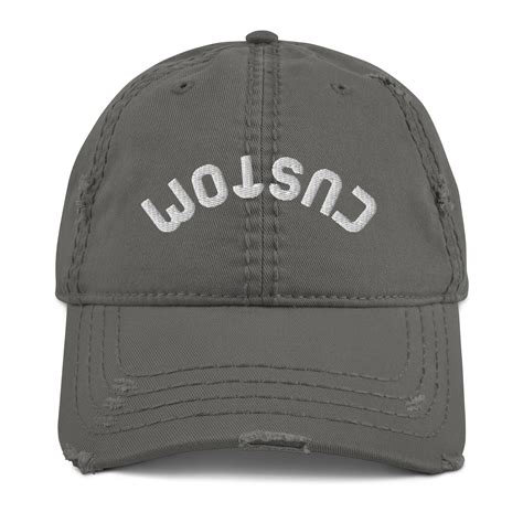 Upside Down Custom Text Embroidered Distressed Dad Hat Personalized ...