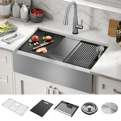 Stainless steel Farmhouse apron front Kitchen Sinks at Lowes.com