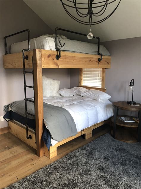 Wood bunk beds twin over twin modern bunk bed frame with pull out ...