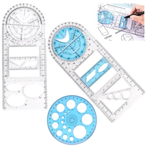 Buy WXJ13 3Pcs Multifunctional Geometric Ruler Mathematics Measuring ...