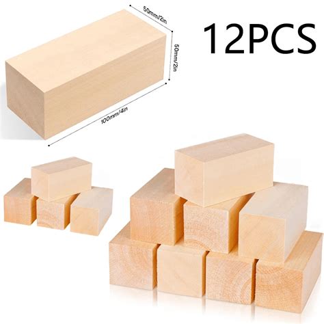 4/8/12 Pcs Basswood Carving Blocks, Large Basswood Blocks 2 Inch X 2 ...