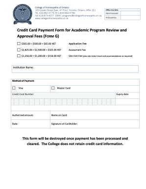Fillable Online Form G Credit Card Form Fax Email Print - pdfFiller